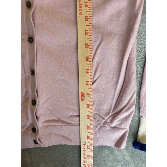 Boden Pink Cardigan Sweater Womens Med. Statement Ruffle Collar Preppy Dopamine - Picture 5 of 5